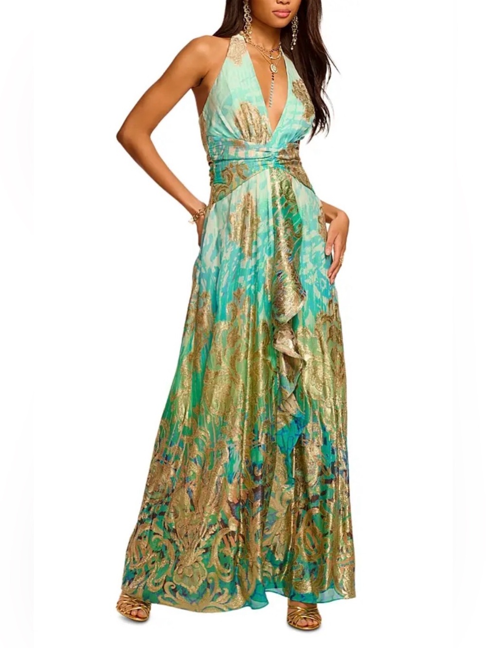 RAMY BROOK***Ombre Stephanie Halter Maxi Gown Dress***US 4 $695 NWT